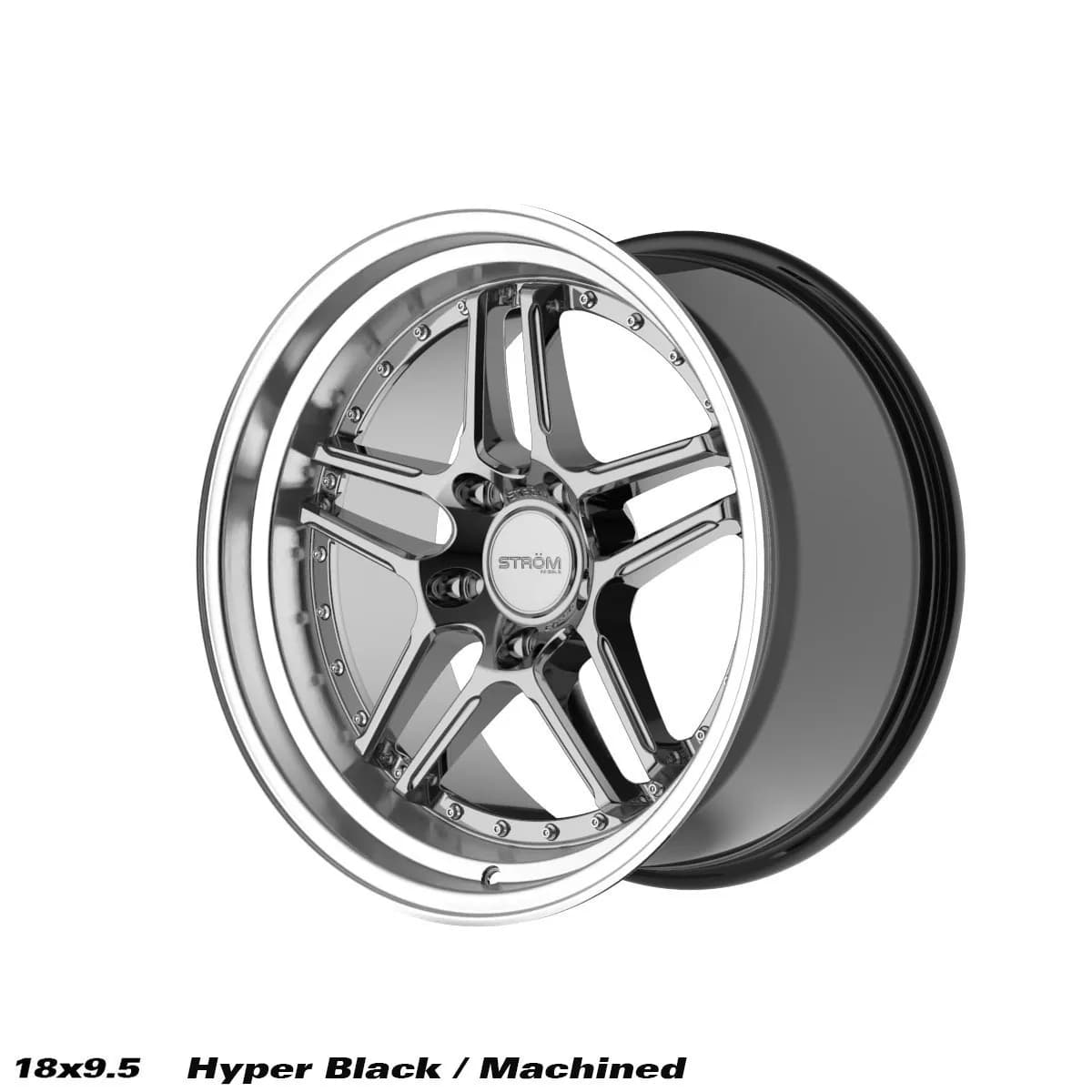 Легкосплавний диск 18" Strom DS-05 18x9,5 ET15 5x120 насичений чорний / полірована полиця - фото My Tuning Lab