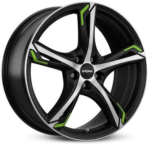 Легкосплавний диск 17" Ronal R62 green 17x7,5 ET38 5x112 Jetblack-Matt-Frontkopiert - фото My Tuning Lab