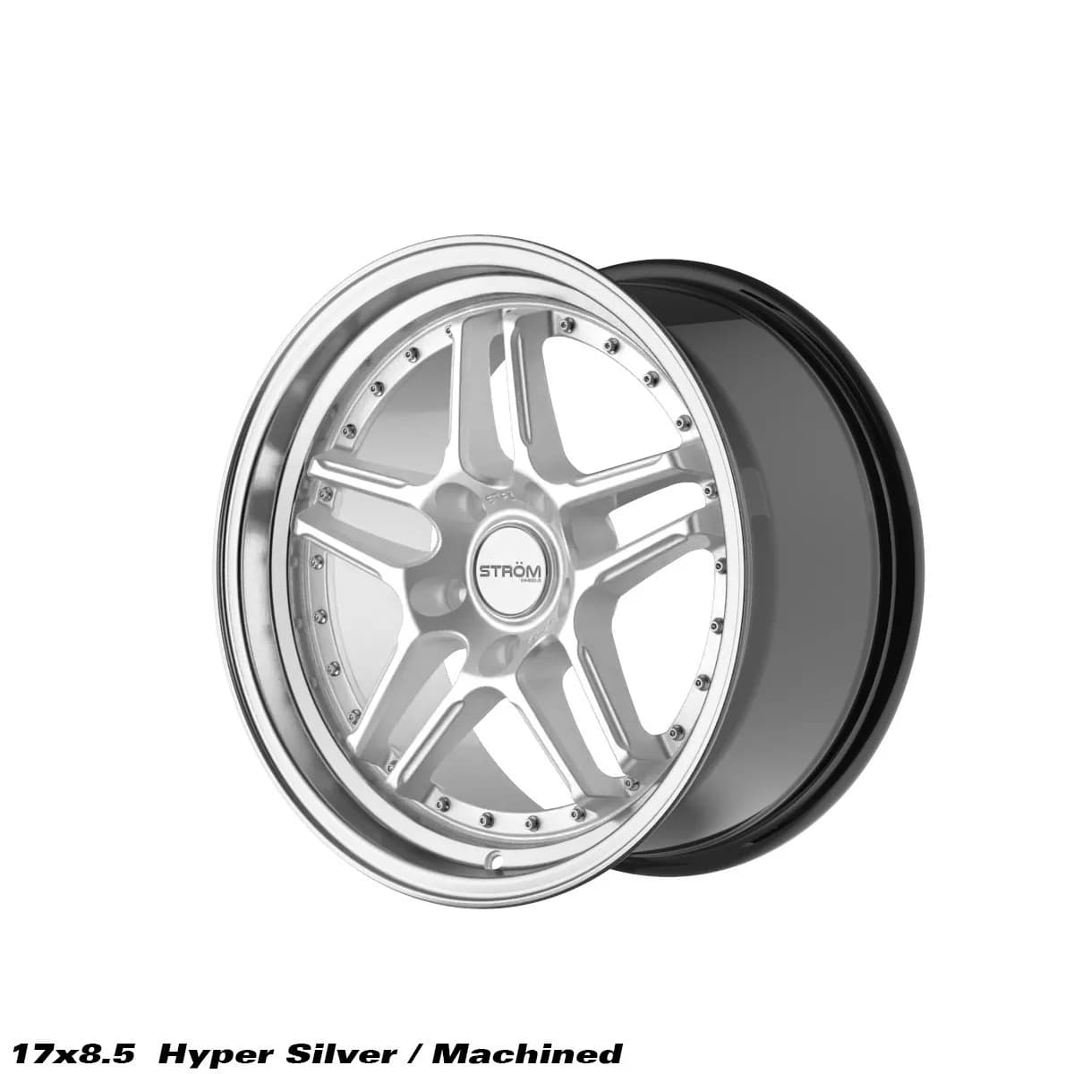 Легкосплавний диск 17" Strom DS-05 17x8,5 ET30 5x120 насичений срібний / полірована полиця - фото My Tuning Lab