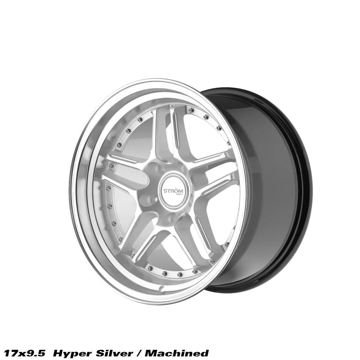 Легкосплавний диск 17" Strom DS-05 17x9,5 ET15 5x114.3 насичений срібний / полірована полиця - фото My Tuning Lab