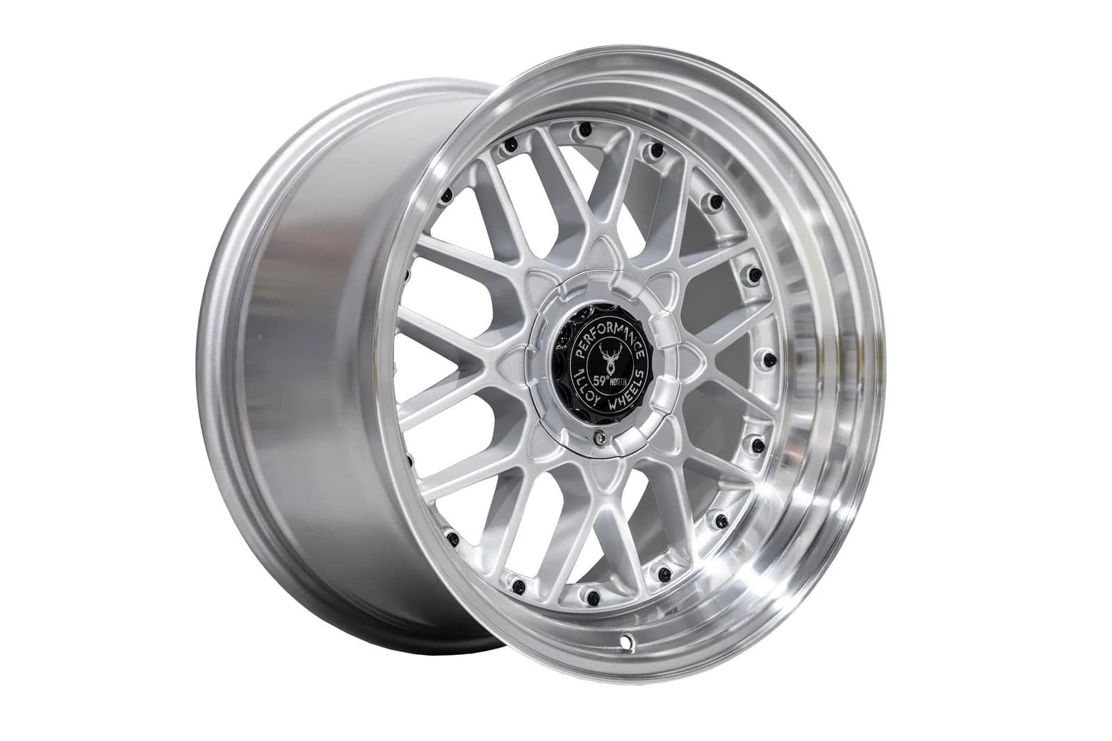 Легкосплавний диск 18" 59 North Wheels D-010 18x10 ET25 5x114,3/120 срібний/полірований кант/чорні заклепки - фото My Tuning Lab