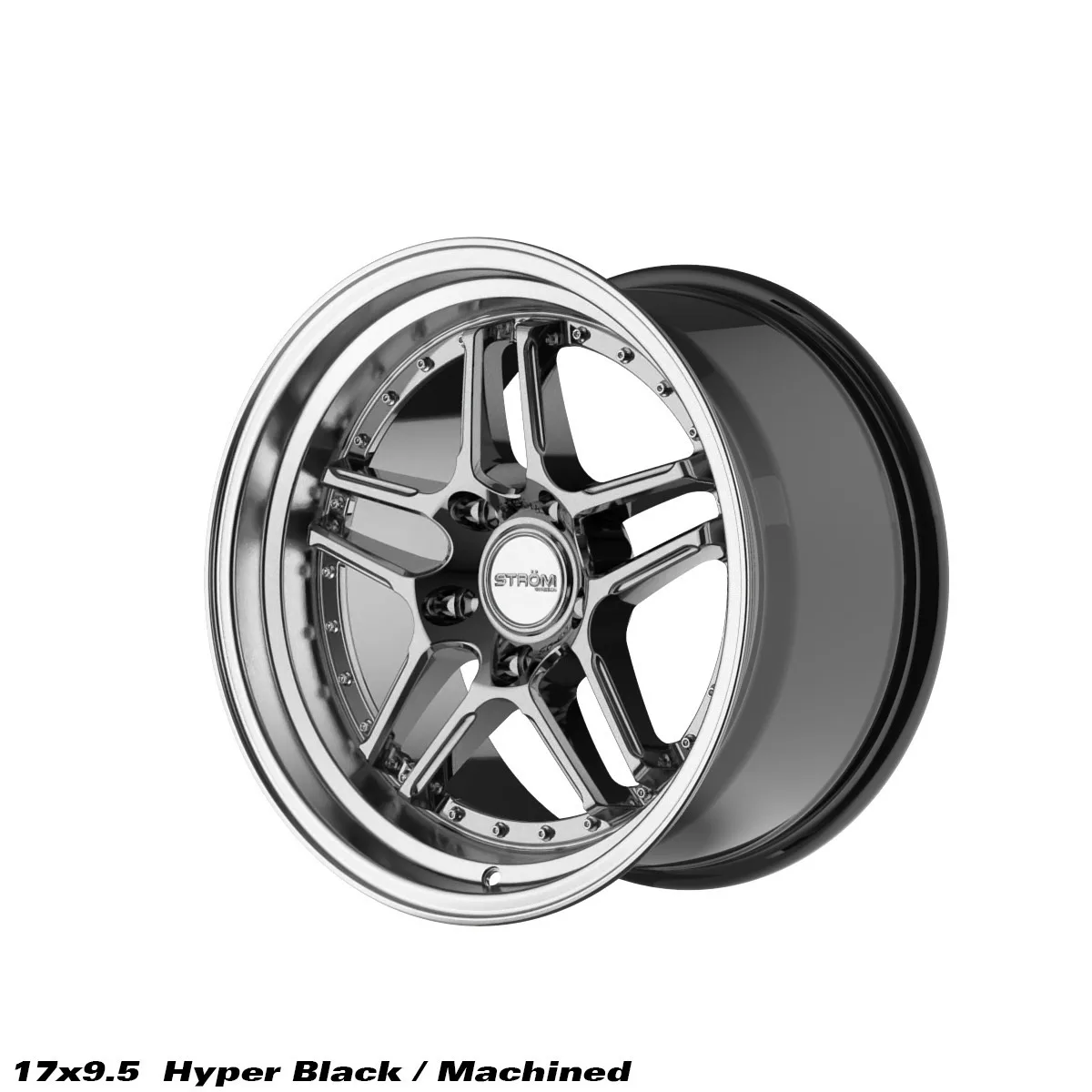 Легкосплавний диск 17" Strom DS-05 17x9,5 ET15 5x114.3 насичений чорний / полірована полиця - фото My Tuning Lab