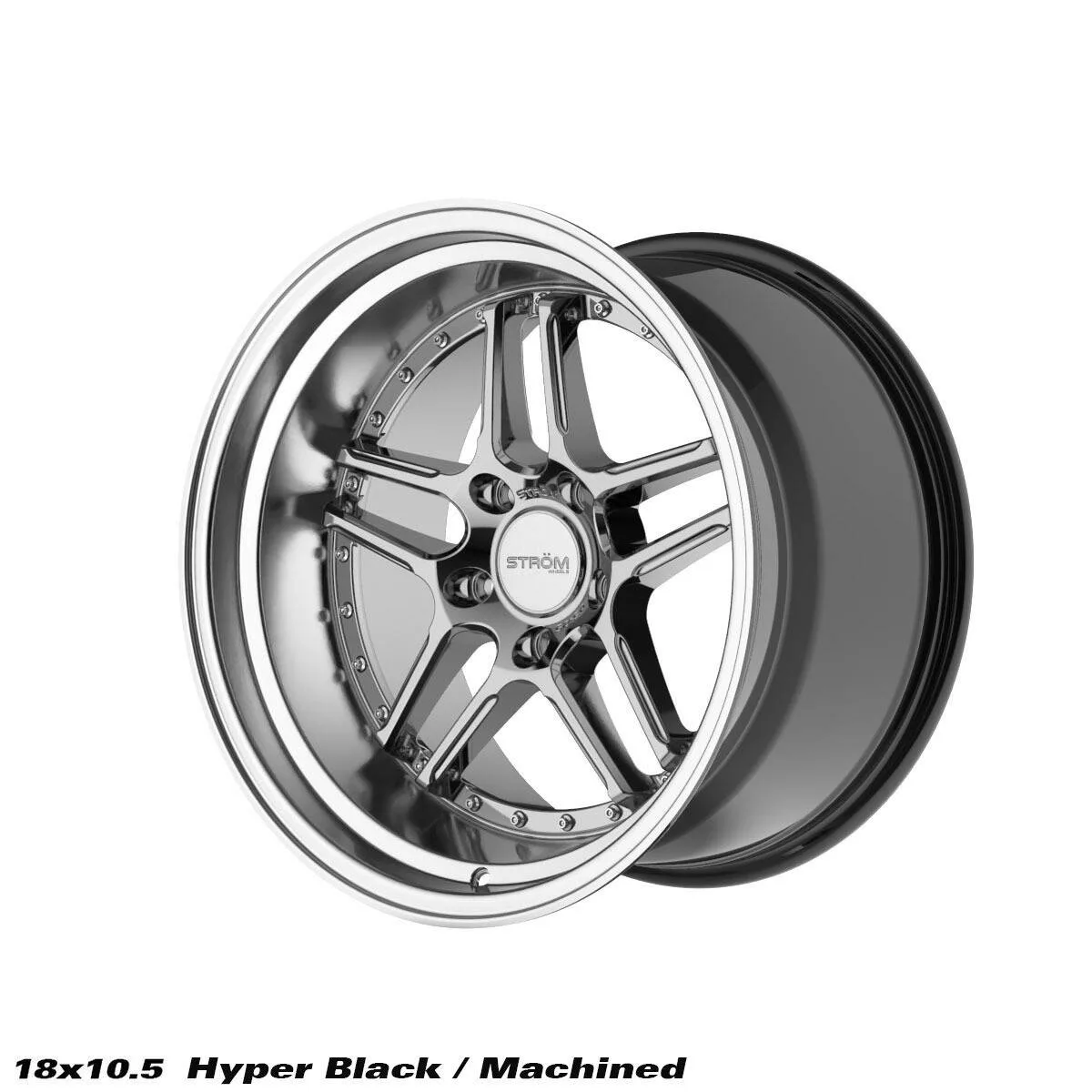 Легкосплавний диск 18" Strom DS-05 18x10,5 ET10 5x114.3 насичений чорний / полірована полиця - фото My Tuning Lab