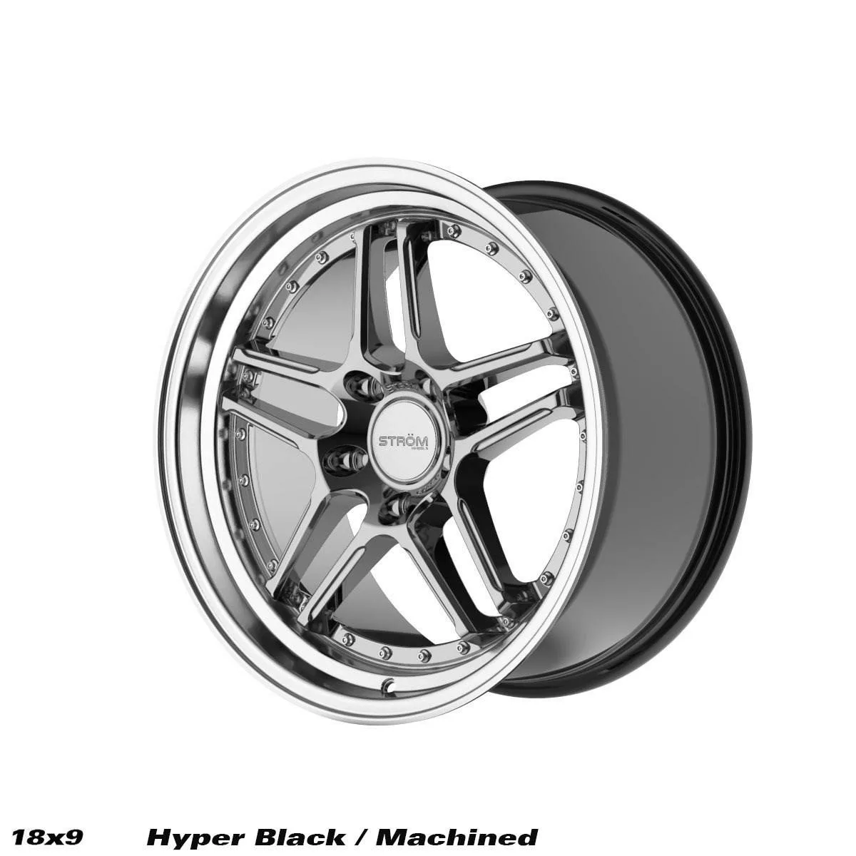 Легкосплавний диск 18" Strom DS-05 18x9 ET33 5x114.3 насичений чорний / полірована полиця - фото My Tuning Lab
